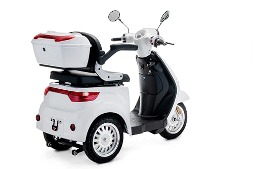 VELECO Cristal - 3 Wheeled Mobility Scooter - Fully Assembled and Ready to use - Beautiful, Eye-catching Design - Advanced Suspension System - Big Wheels(White)