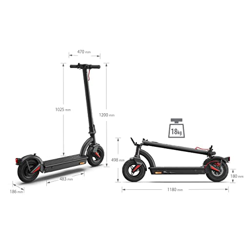 SHARP EM-KS2AEU-B E Scooter, Adult Electric Scooter, Foldable E-Scooter, Kick Scooter with Suspension & Stand, Digital Display, Dual Brake System, USB Phone Charger, LED Headlight & Rear Light - Black