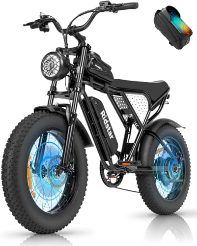 Bopzin Electric Bike for Adults, 1200W 25MPH Dirt Bike, 48V,15AH Removable Battery, Max 50Miles Electric Motorcycle, 20" Fat Tire Ebike, 7-Speed & UL Bicicleta electrica para adultos