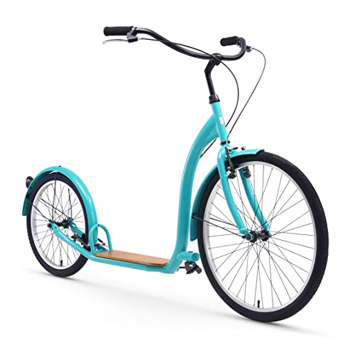 sixthreezero Around The Block Adult Scooter, Single-Speed, 26" Front and 20" Back Wheels, Teal