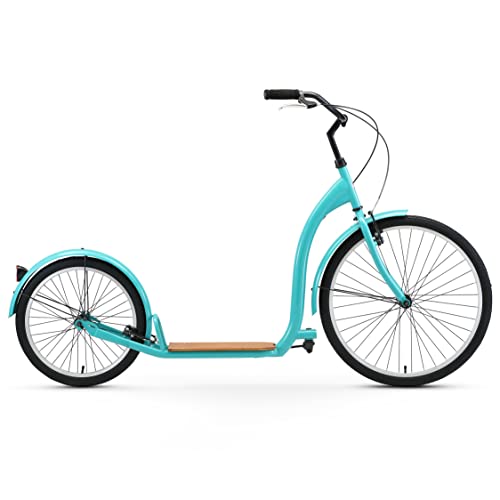 sixthreezero Around The Block Adult Scooter, Single-Speed, 26" Front and 20" Back Wheels, Teal