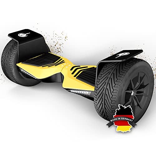 Balance Scooter, Hoverboard 'F-Cruiser' - 10" inflated wide tires, aluminium fenders, app control, FROM GERMANY (Yellow)