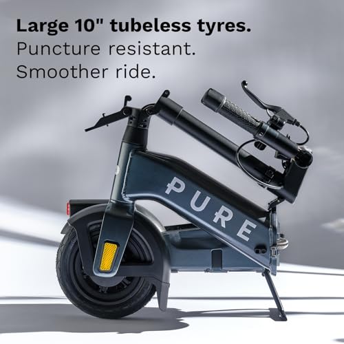 Pure Advance Flex Electric Scooter Adult, Ultimate Riding Position, 24.8mi (40KM) Long Range, 500W Motor, Lightweight Foldable Electric Scooters, E Scooter with 10'' Tubeless Tyres and Indicators