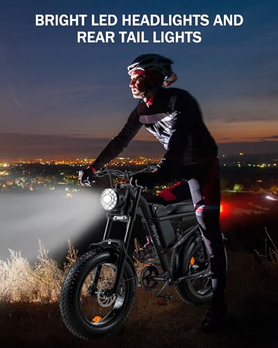 Riding'times 1500W Winter Moped Style Ebike, 20 Inch Fat Tire Electric Bike, Up to 28MPH & 75 Miles, 6-Layer Full Suspension, 15.6AH Removable Battery, Mountain Snow E Bike