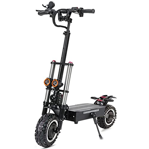 HWWH Electric Scooter Adult Powerful Off Road E Scooter Foldable Dual Motor Dual Suspension Disc Brake 11in Vacuum Tubeless Tire 60V 33AH Large Capacity Lithium Battery