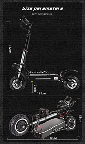 HWWH Electric Scooter Adult Powerful Off Road E Scooter Foldable Dual Motor Dual Suspension Disc Brake 11in Vacuum Tubeless Tire 60V 33AH Large Capacity Lithium Battery