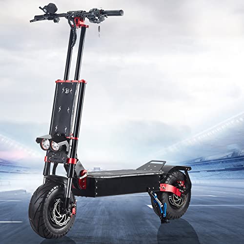 HWWH Fast Electric Scooter Adult Folding Off-Road E-Scooter Pro for Men Dual Motor 2 wheels 13in Vacuum Tires 3 Speed Modes Disc Brake 60V 43AH High Capacity Lithium Battery