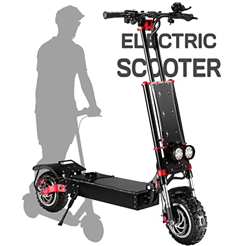 HWWH Electric Scooter for Adults Fast Off Road E Scooter Folding 3 Speed Modes Dual Motor Dual Suspension 2 wheels 11 In Vacuum Tires Disc Brake 60V 43Ah Lithium Battery 200kg Load