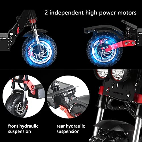 HWWH Electric Scooter for Adults Fast Off Road E Scooter Folding 3 Speed Modes Dual Motor Dual Suspension 2 wheels 11 In Vacuum Tires Disc Brake 60V 43Ah Lithium Battery 200kg Load