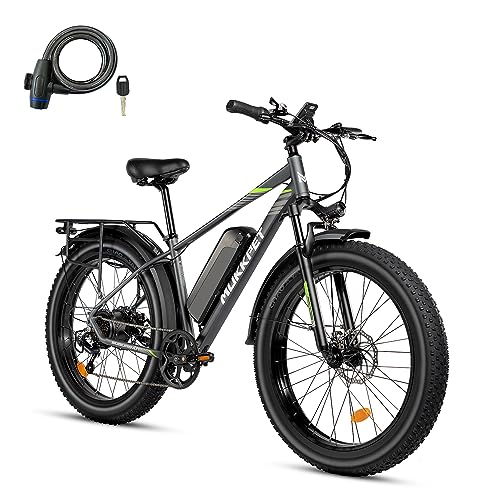 Mukkpet Suburban 750W Electric Bike for Adults 26'' * 4.0 All Terrain Tire Electric Mountain Bikes 48V 15AH BMS Removable Lithium Battery Electric Bicycle Shimano 7-Speed Electric Bike, Standard