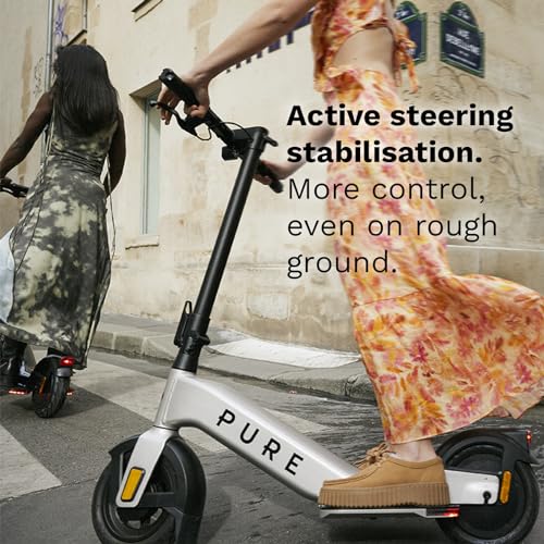 Pure Advance Flex Electric Scooter Adult, Ultimate Riding Position, 24.8mi (40KM) Long Range, 500W Motor, Lightweight Foldable Electric Scooters, E Scooter with 10'' Tubeless Tyres and Indicators