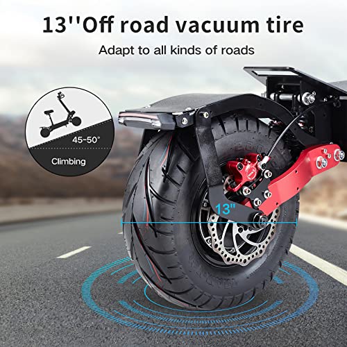 HWWH Fast Electric Scooter Adult Folding Off-Road E-Scooter Pro for Men Dual Motor 2 wheels 13in Vacuum Tires 3 Speed Modes Disc Brake 60V 43AH High Capacity Lithium Battery