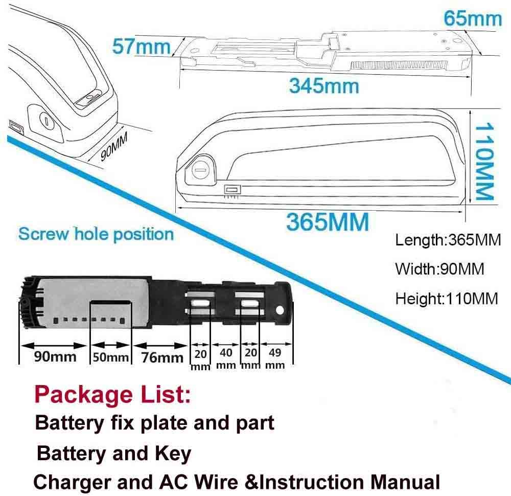 Unit Pack Power 36V Ebike Battery - Smaller Electric Bike Battery for 500W 350W 250W Bafang Mid Drive and Front Rear Hub Motor