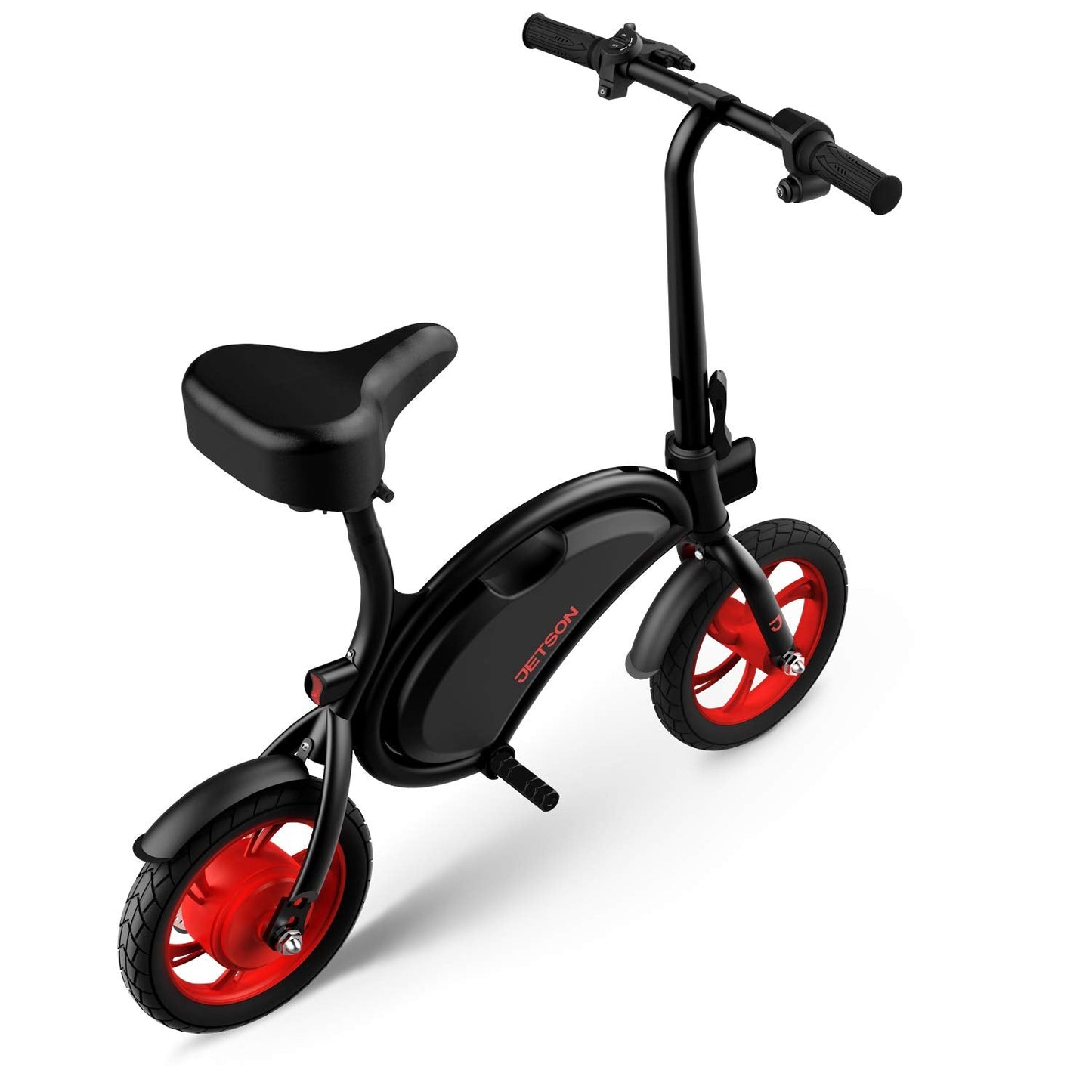 Jetson Bolt Adult Folding Electric Ride-On, Foot Pegs, Easy-Folding, Built-In Carrying Handle, Twist Throttle, Cruise Control, Up To 15.5 MPH, Range Up To 15 Miles, Ages 13+, Black, JBOLT-BLK