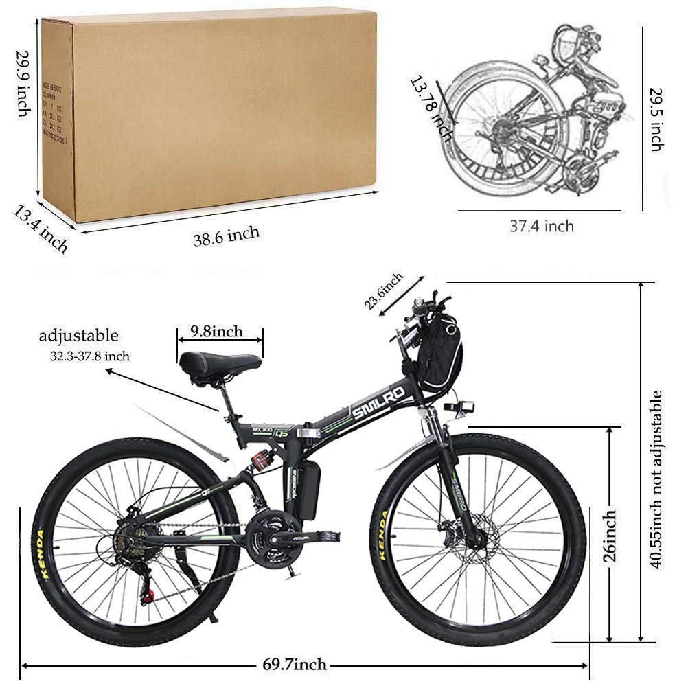 Hyuhome Ebikes for Adults,Folding Electric Bike MTB Dirtbike,26" 48V 10Ah IP54 Waterproof Design,Easy Storage Foldable Electric Bycicles for Men