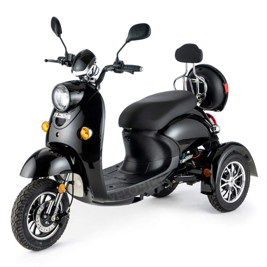 VELECO ZT63 - 3 Wheeled Mobility Scooter - Fully Assembled and Ready to use - Italian Style Design - High Loading Capacity - Comfortable Seat(BLACK)