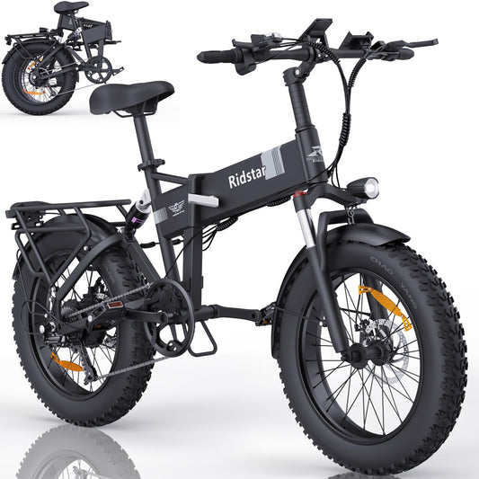 1200W Electric Bike for Adults, 28MPH Foldable Ebike, 20'' X 4.0 Fat Tire Beach Mountain Bikes 48V 15AH BMS Battery Adult Electric Bicycles 7-Speed Dual Suspension