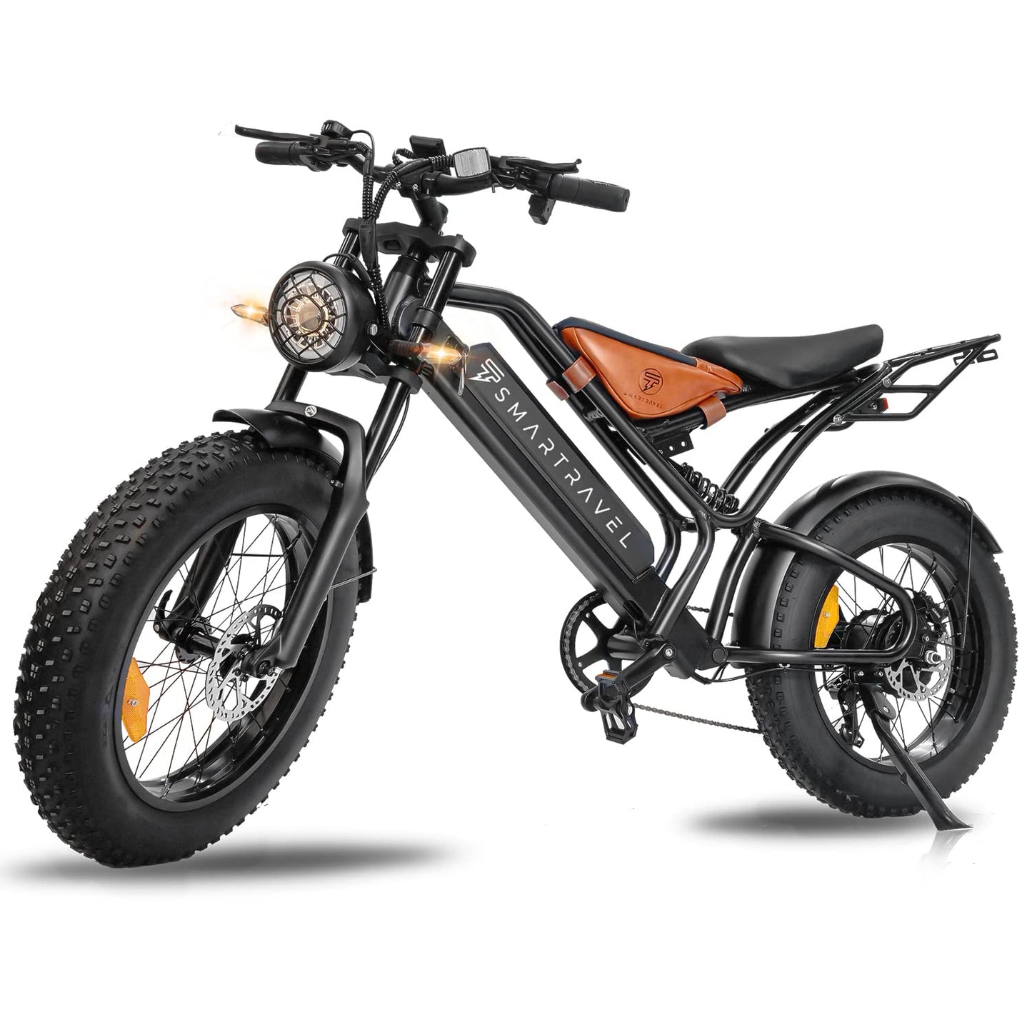 SMARTRAVEL Electric Bike 20" Fat Tire for Adults, 1200W Brushless Motor with 17.5Ah Battery, Shimano 7 Speed Gears, USB Charger,U28MPH E Bike for Commute Mountain Beach Snow Riding,DK400