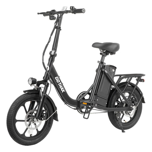 Gotrax NEPHELE 16" Folding Electric Bike, Max Range 25Miles(Pedal-assist) &15.5Mph Power by 350W Motor, Front Suspension&Adjustable Seat and Handlebar, Commuter Electric Bicycle for Adults/Teens Black