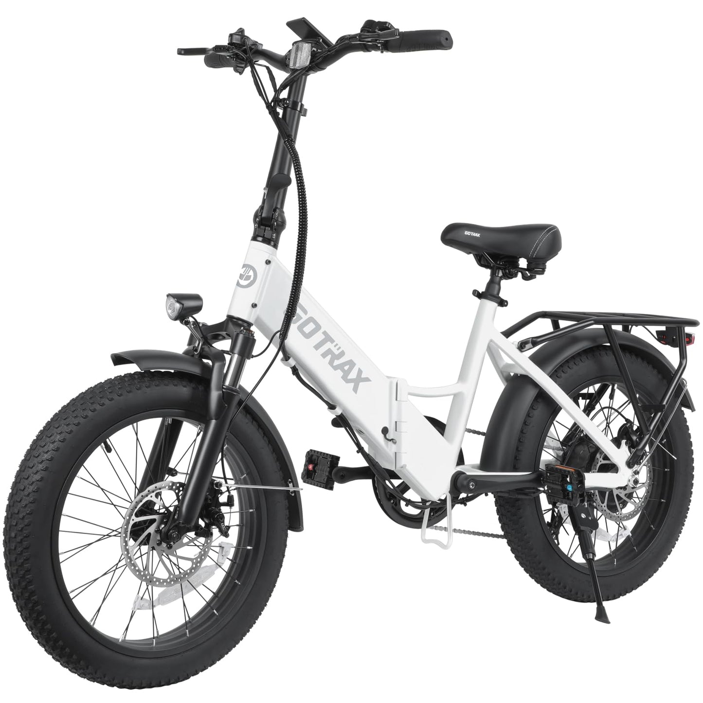 Gotrax F2 20" Folding Electric Bike with 55 Miles (Pedal-assist1) by 48V Battery, 20Mph Power by 500W, LCD Display and 5 Pedal-Assist Levels, 7-Speed&Front Shock Absorber for Off-Road Bicycle White