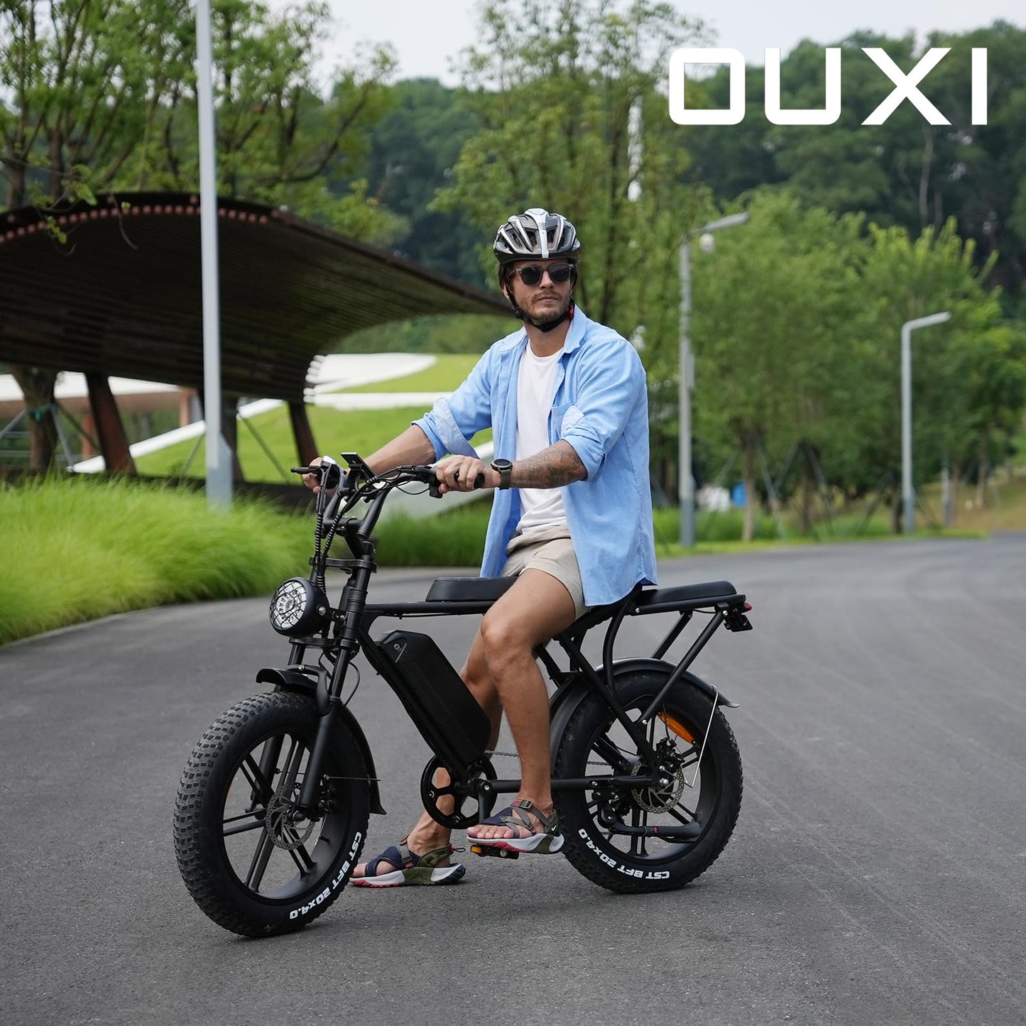 OUXI V8 Electric Bike Adults, Electric Mountain Bike with 750W Motor 48V 15Ah Removable Larger Battery 28MPH 20'' Fat Tire E Bike(Black)