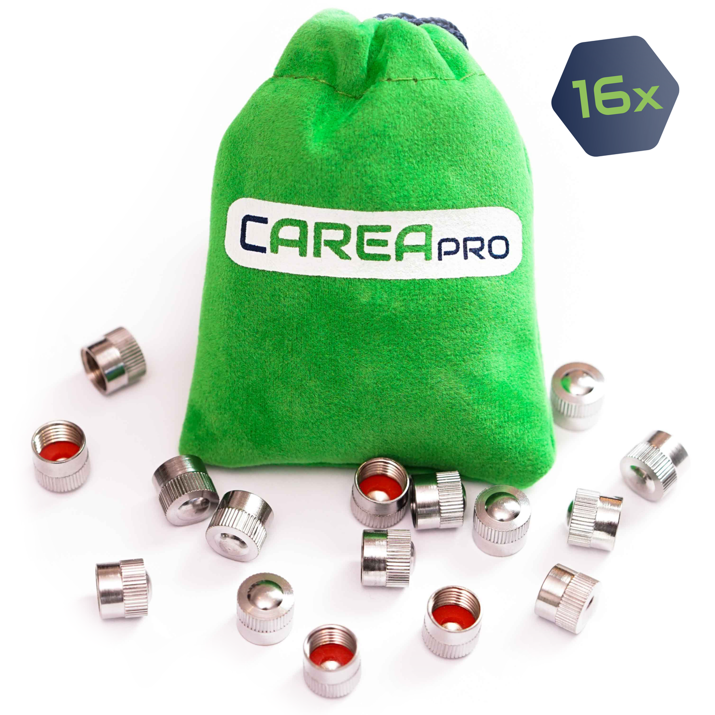 CAREApro Premium Ventilkappen Aus Messing mit Dichtung 16 Stück